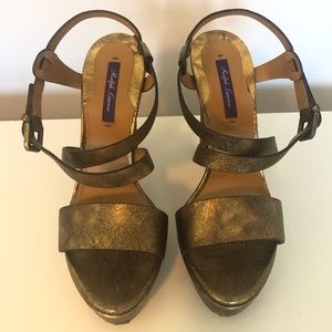 Ralph Lauren Purple Label bronze block heels 39.5